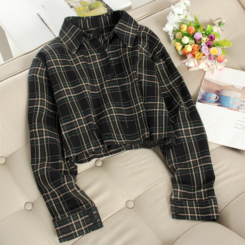 Kockás női ing széles modell hosszú ujjú több színben