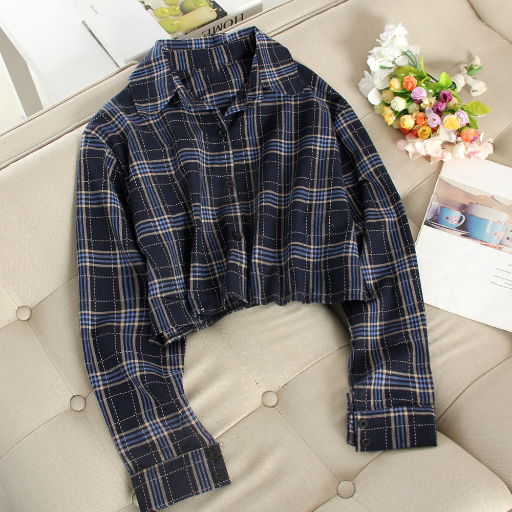 Kockás női ing széles modell hosszú ujjú több színben