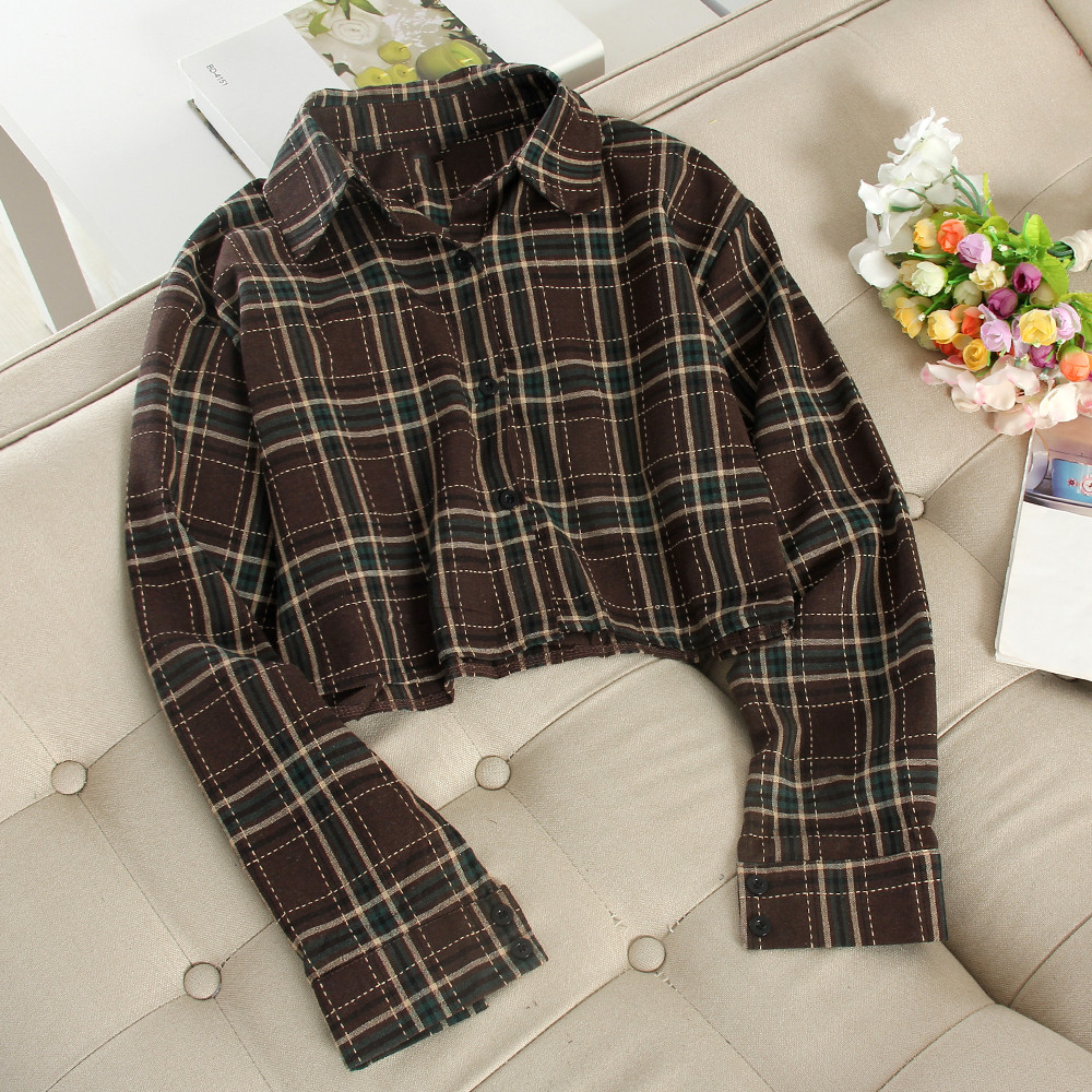 Kockás női ing széles modell hosszú ujjú több színben