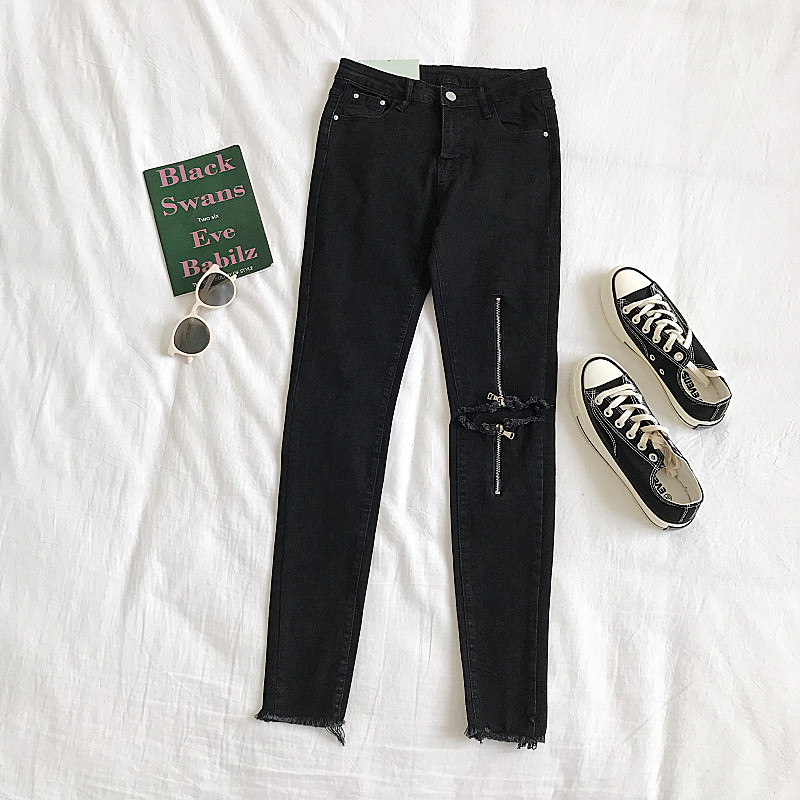 Modern női farmer három színben, magas derékkal és cipzárral