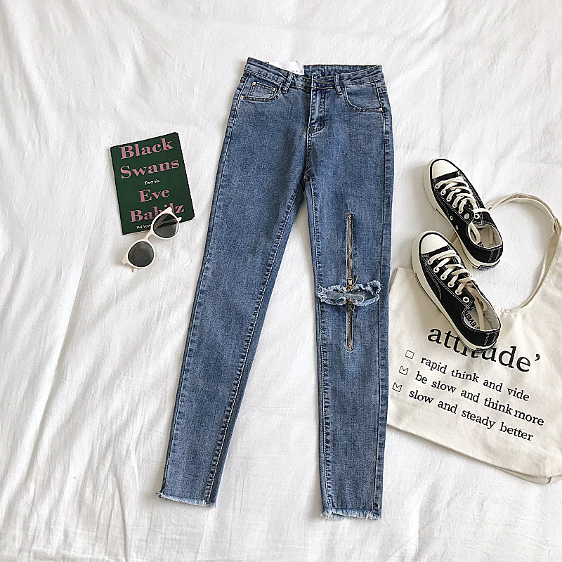 Modern női farmer három színben, magas derékkal és cipzárral