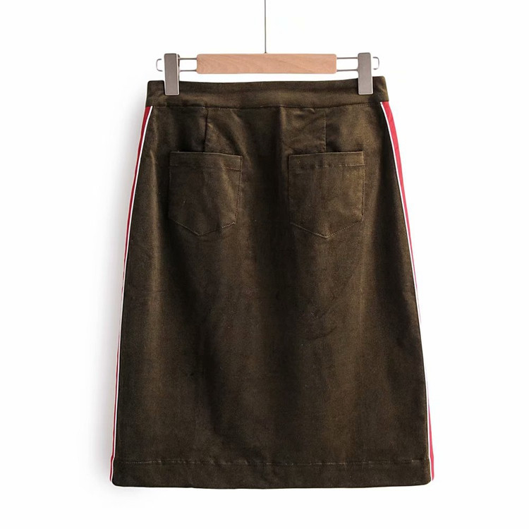 Női kordbársony szoknya cipzárral és oldalsó szegéllyel