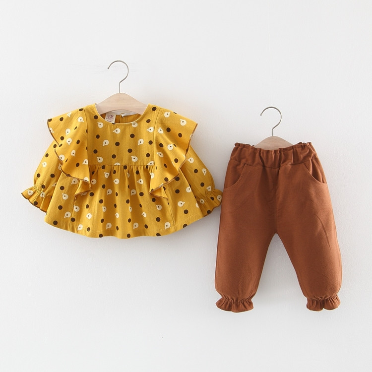 Modern gyerek szett lányoknak kétrészes ingből + nadrágból három színben