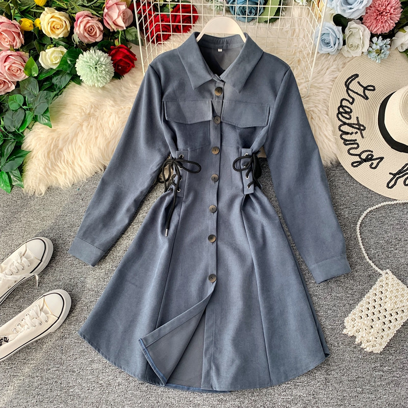 Rochie moderna de dama cu maneci lungi si cravate in trei culori