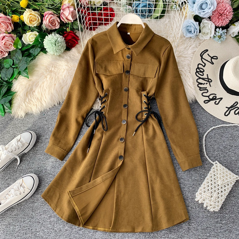 Rochie moderna de dama cu maneci lungi si cravate in trei culori