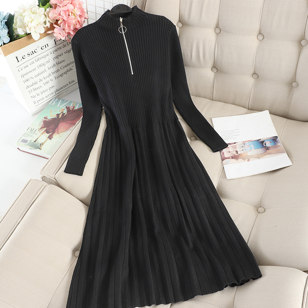 Téli női ruha szabású modell cipzárral több színben