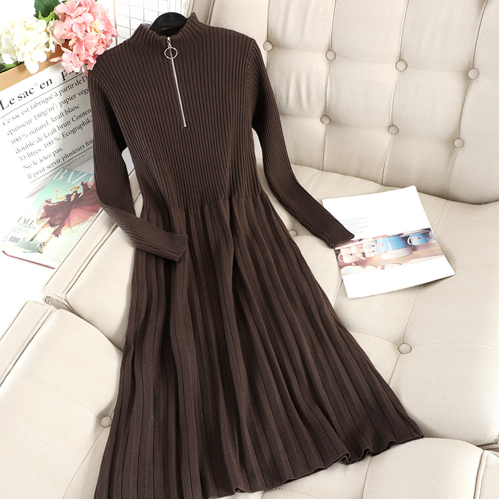 Téli női ruha szabású modell cipzárral több színben