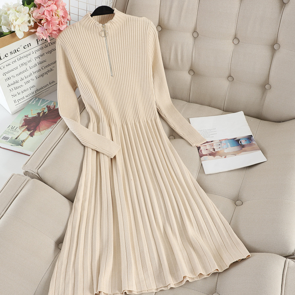 Téli női ruha szabású modell cipzárral több színben