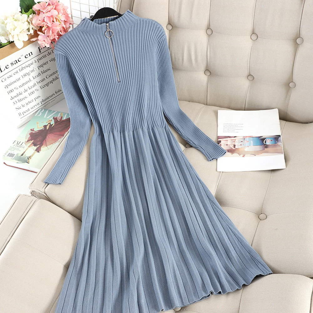 Téli női ruha szabású modell cipzárral több színben