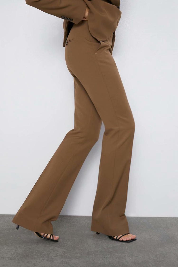 Hosszú elegáns nadrág magas derekú Charleston típusú barna színben