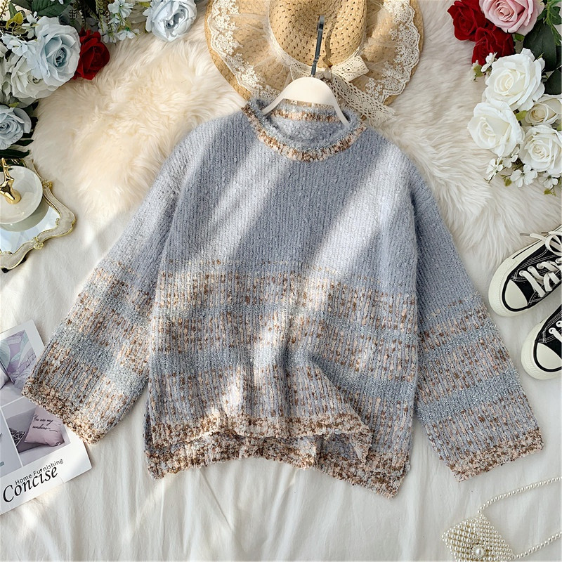 Γυναικείο casual πουλόβερ ασύμμετρο μοτίβο σε διάφορα χρώματα