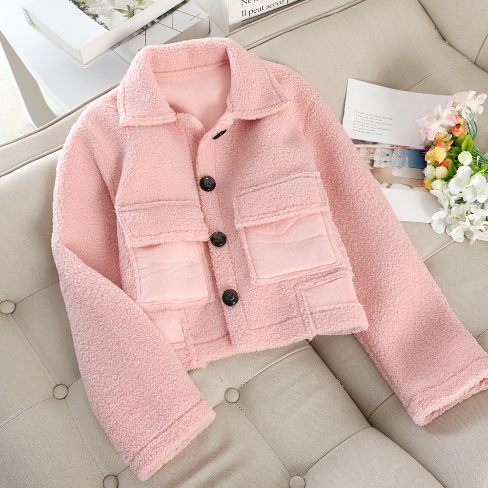 Actual palton de dama model scurt cu buzunare in mai multe culori