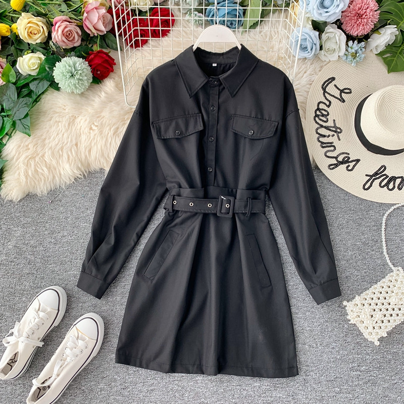 Cămașă modernă de damă cu curea în maro și negru