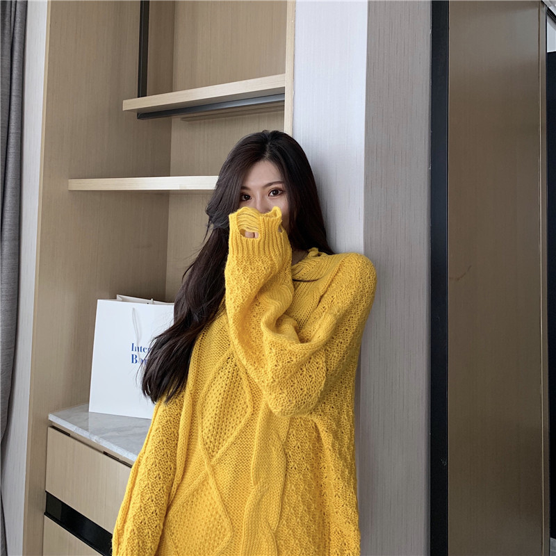 Pulover de dama in galben si roz - model larg