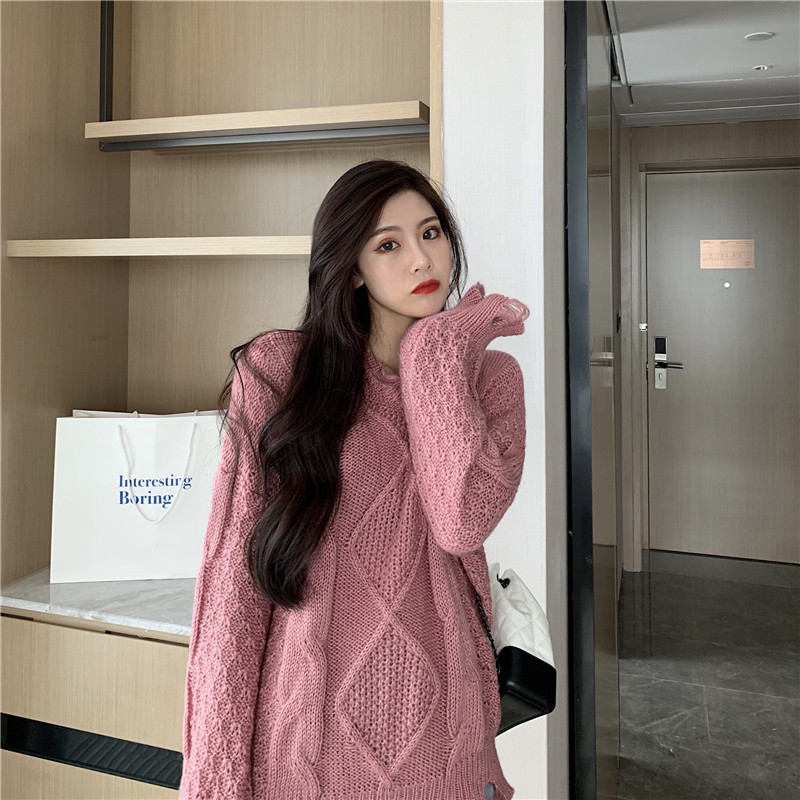 Pulover de dama in galben si roz - model larg