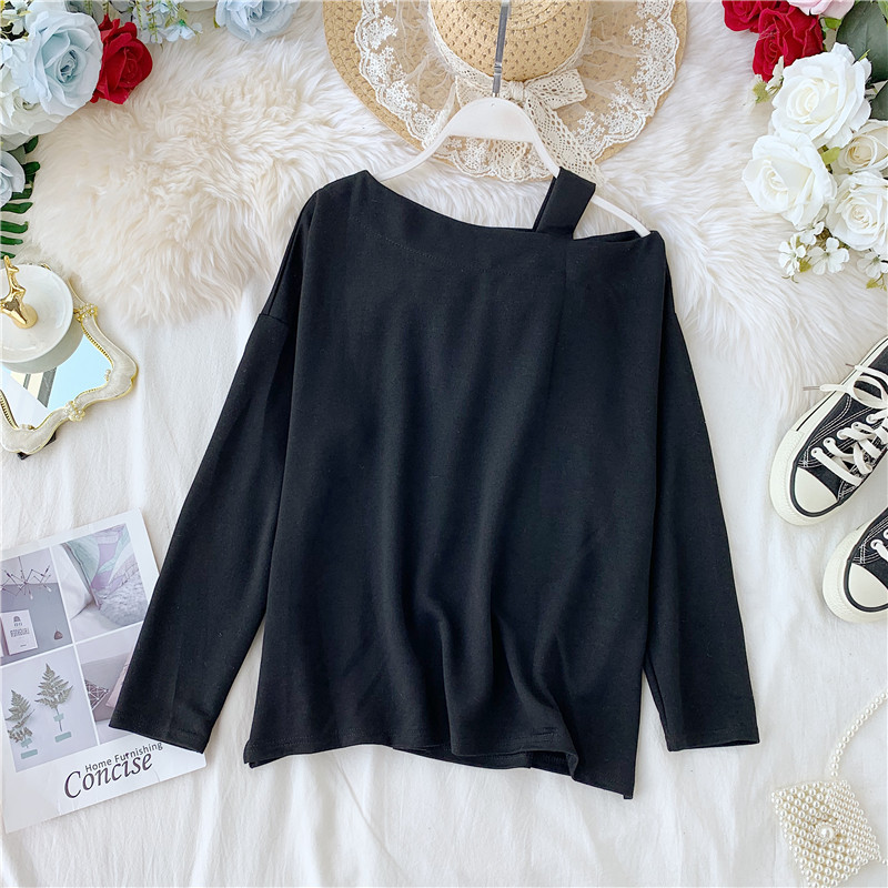 Pulover de dama casual cu umerii goi si maneci lungi in mai multe culori