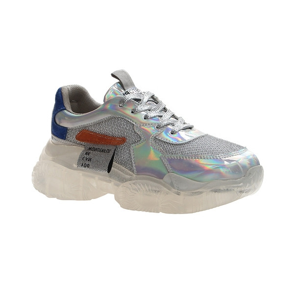 Stílusos női tornacipő fényes hatású szürke színben