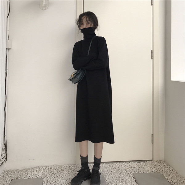 Rochie casual dama cu guler inalt in trei culori