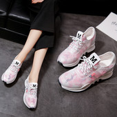 Tenisi dama sport-casual cu plasa in alb si roz