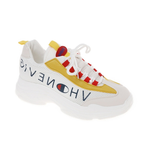 Γυναικεία παπούτσια με χρωματιστά γράμματα σε λευκό χρώμα