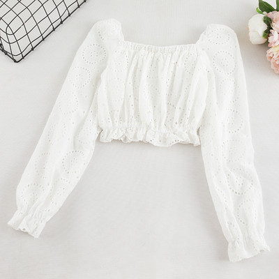 Bluză scurtă de damă în trei culori cu mâneci lungi