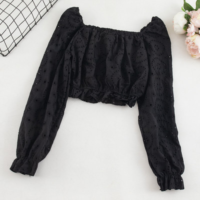 Bluză scurtă de damă în trei culori cu mâneci lungi