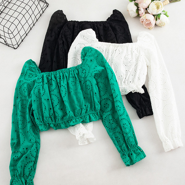 Bluză scurtă de damă în trei culori cu mâneci lungi