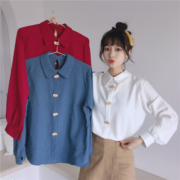 Női ing három színben, klasszikus gallérral