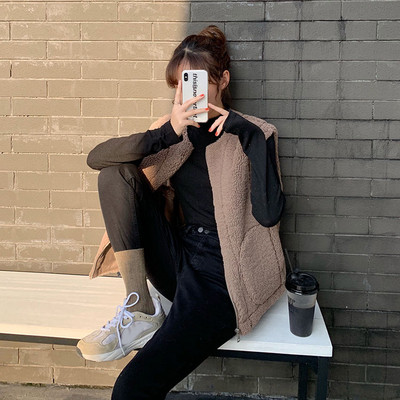 Γυναικείο γιλέκο με φερμουάρ σε δύο χρώματα- φαρδύ μοντέλο