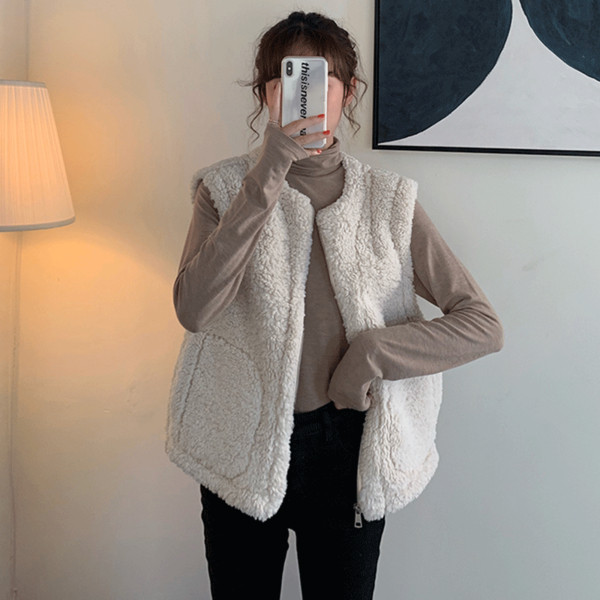 Γυναικείο γιλέκο με φερμουάρ σε δύο χρώματα- φαρδύ μοντέλο