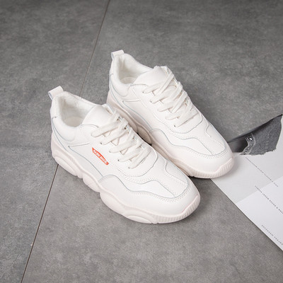 Tenisi dama sport-casual cu sireturi in alb