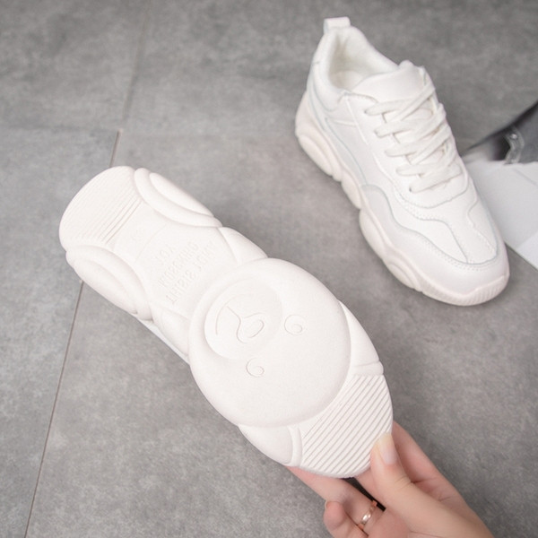 Tenisi dama sport-casual cu sireturi in alb