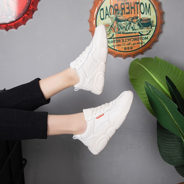 Tenisi dama sport-casual cu sireturi in alb