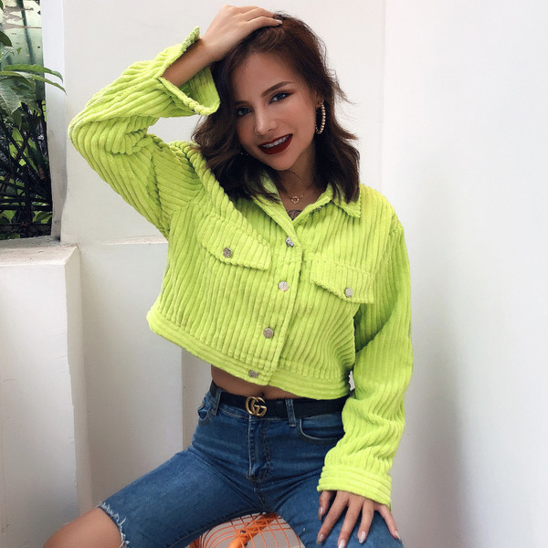 Női alkalmi rövid kabát sárga és lila színben