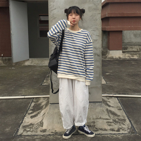 Széles női csíkos blúz két színben