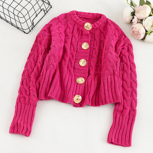 Női kardigán három színben, gombokkal és O-nyakkal