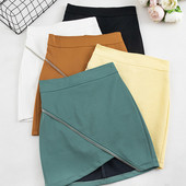 Öt színben, eko bőrből készült modern női szoknya cipzárral