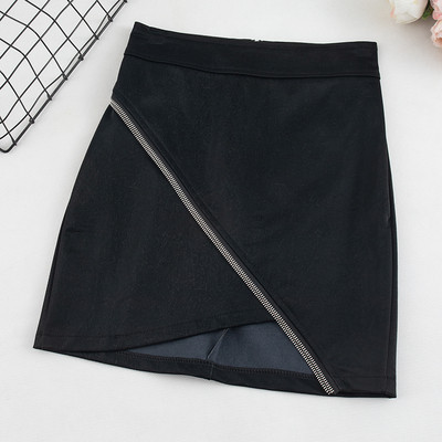 Öt színben, eko bőrből készült modern női szoknya cipzárral