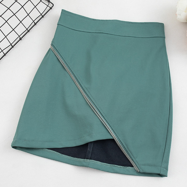 Öt színben, eko bőrből készült modern női szoknya cipzárral