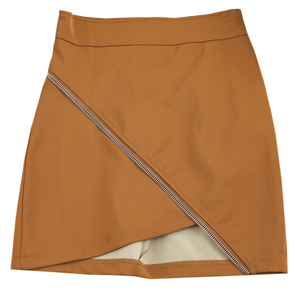 Öt színben, eko bőrből készült modern női szoknya cipzárral