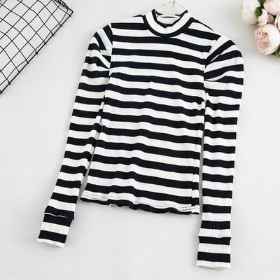 Női csíkos blúz három színben O-nyakkal