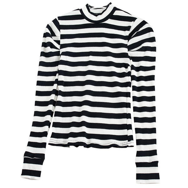 Női csíkos blúz három színben O-nyakkal