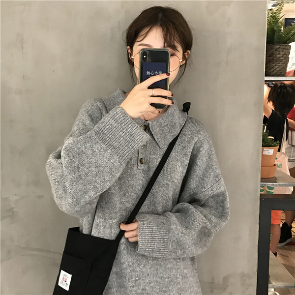 Női hétköznapi pulóver három színben - széles modell