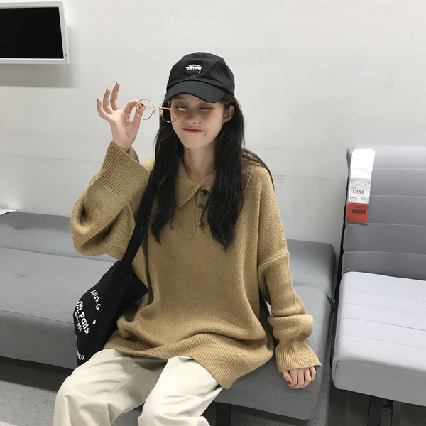 Női hétköznapi pulóver három színben - széles modell