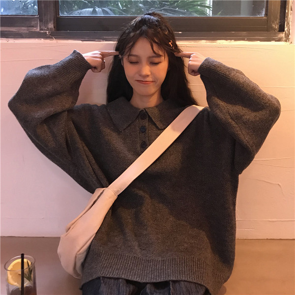 Női hétköznapi pulóver három színben - széles modell