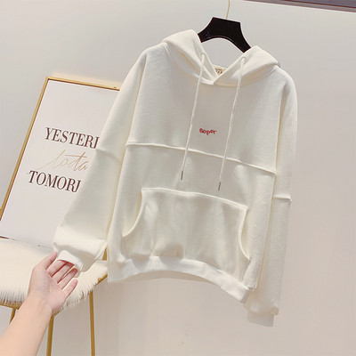 Női pulóver kapucnival és zsebekkel, három színben