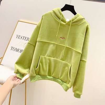 Női pulóver kapucnival és zsebekkel, három színben