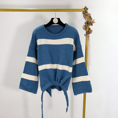 Pulover casual cu dungi cu cravate in trei culori