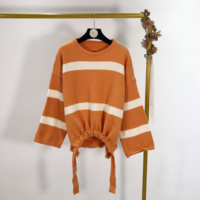 Pulover casual cu dungi cu cravate in trei culori