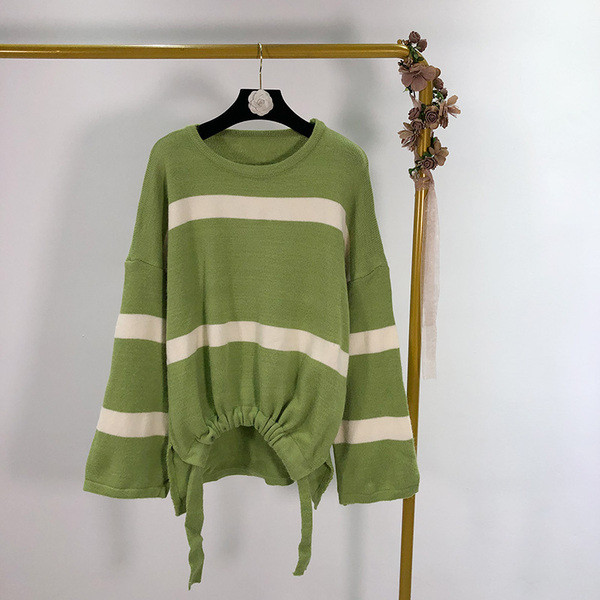 Pulover casual cu dungi cu cravate in trei culori